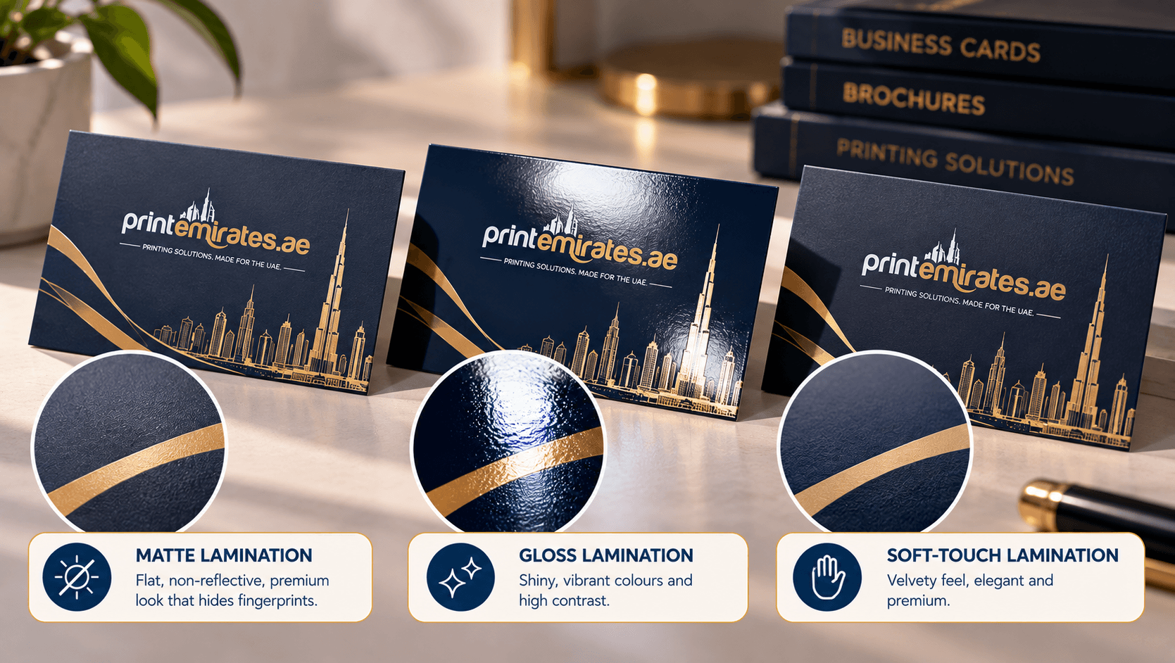 Matte vs Gloss vs Soft Touch Lamination: A Visual Guide